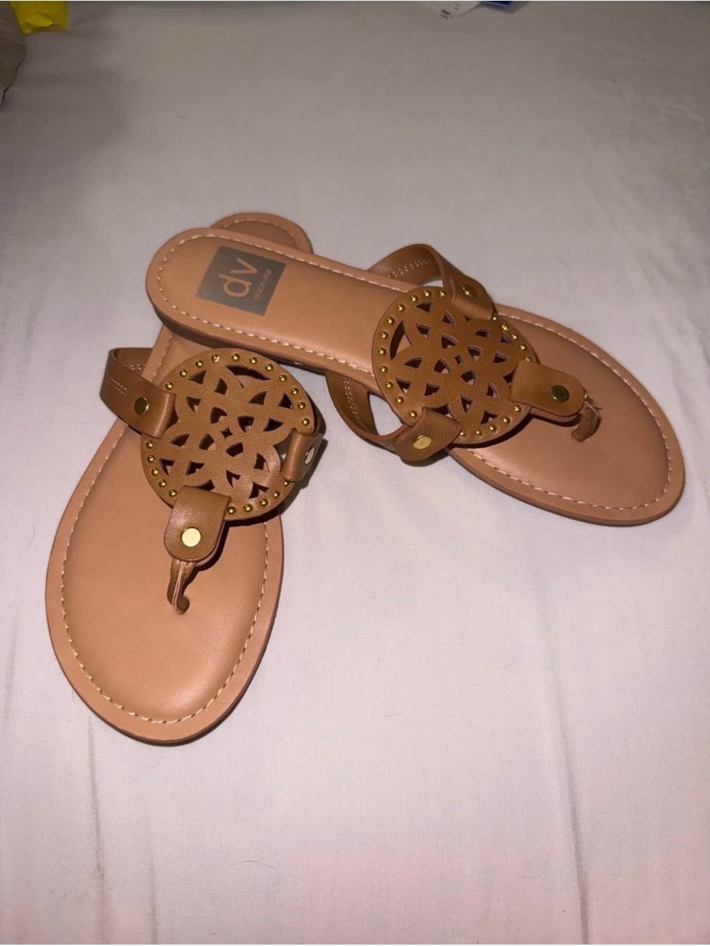 Dolce Vita Tan Laser-Cut Medallion Thong Sandals